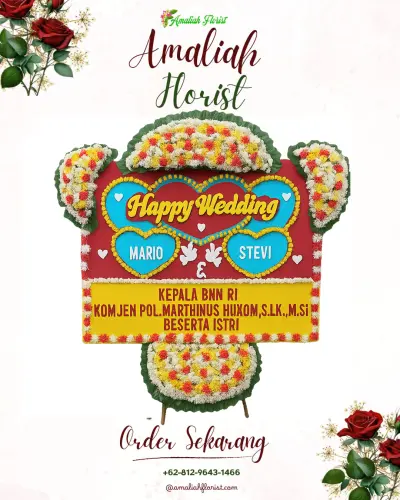 Karangan Papan Bunga Pernikahan di Rejasa
